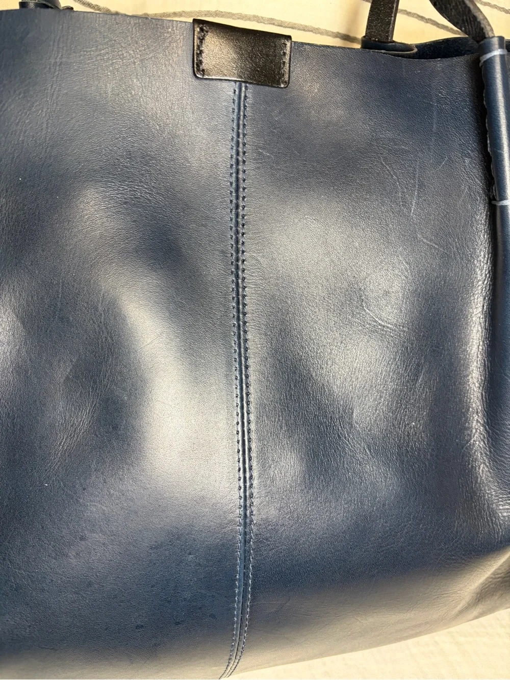 Old Trend Calla Leather Carryall Tote Navy Blue